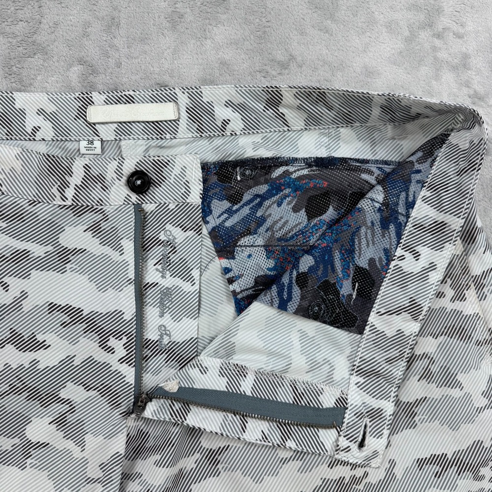 Robert Graham Shorts Mens 38 Gray Biscay Camo Flat Front Regular Fit Chino - Picture 8 of 16
